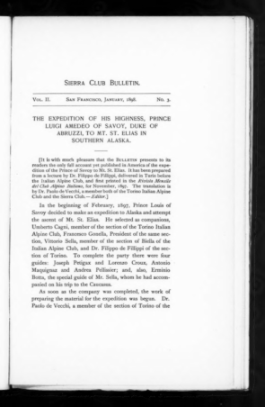 Sierra Club Bulletin 1898 Vol 2 No 3 January cover